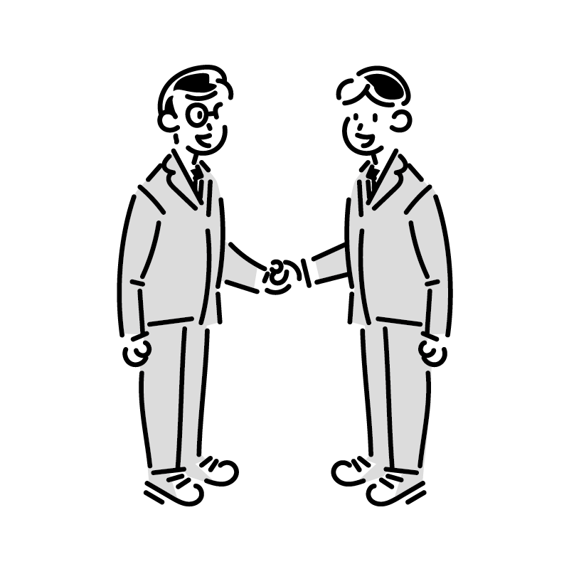 男性2人が握手している画像